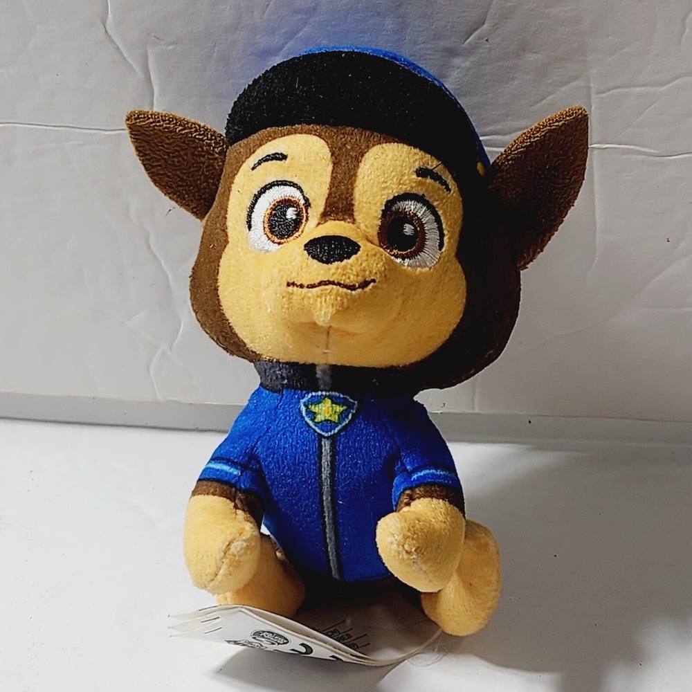 Spin Master Paw Patrol CHASE Police Dog Plush Brown Blue Uniform Sewn Eyes 5"